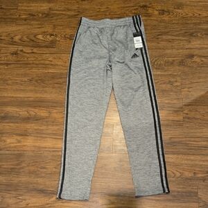 Adidas Kids Gray Joggers with Black Stripes